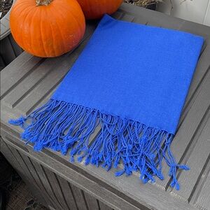 New - Sapphire Blue - Merino Wool & Silk Blend - Pashmina Scarf